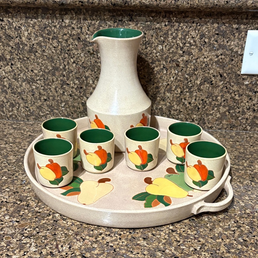 Vintage Fruit Design Ceramic Drinkware Set